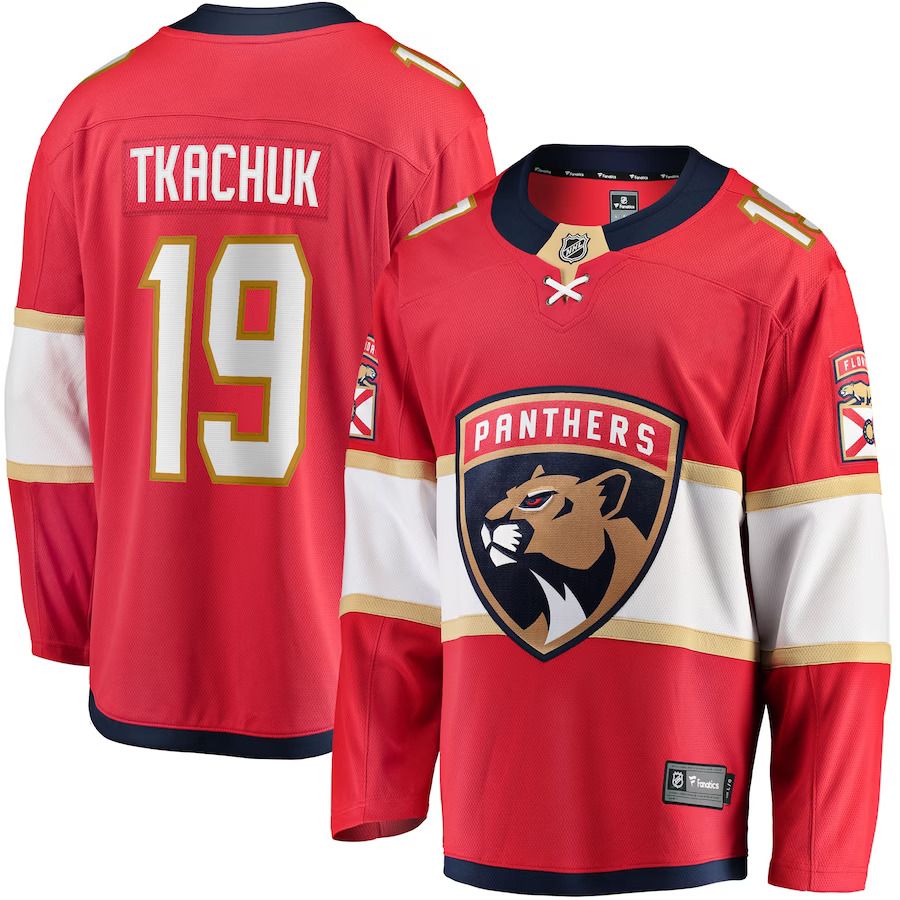 Men Florida Panthers #19 Matthew Tkachuk Fanatics Branded Red Home Breakaway Player NHL Jersey